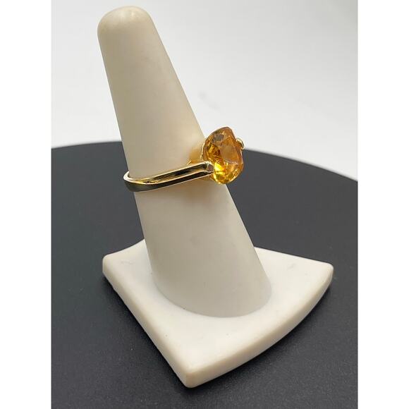 GSK Cushion Cut Citrine Sterling Silver Vermeil Cocktail Ring Sz 7.5 - Picture 12 of 12